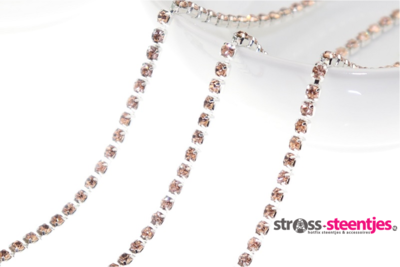 Strassketting 2.8 mm (SS10) Light Peach - Silver Cup