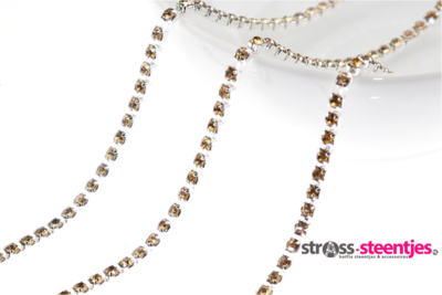 Strassketting 2.8 mm (SS10) Light Topaz - Silver Cup
