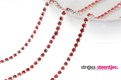 Strassketting 2.8 mm (SS10) Orange - Silver Cup