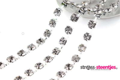 Strassketting 8 mm (SS40) Crystal - Silver Cup