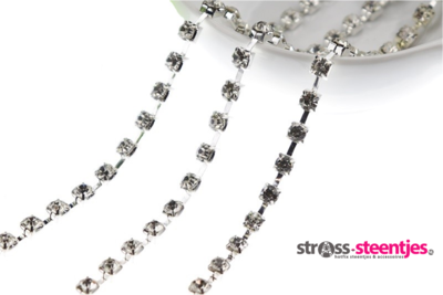 Strassketting 5 mm (SS20) Crystal - Silver Cup