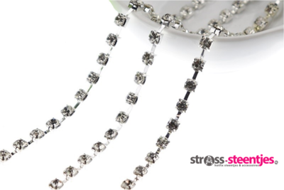 Strassketting 5 mm (SS20) Crystal - Silver Cup (per meter)