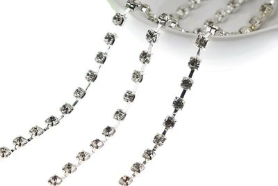 Strassketting 5 mm (SS24) Crystal - Silver Cup (per meter)