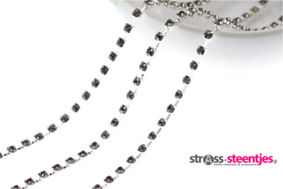Strassketting 2.8 mm (SS10) Black - Silver Cup