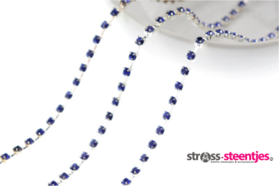 Strassketting 2.8 mm (SS10) Blue - Silver Cup