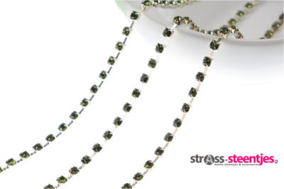 Strassketting 2.8 mm (SS10) Green - Silver Cup