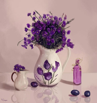 Diamond Painting pakket - Lavendel in een vaas 30x32 cm (full)