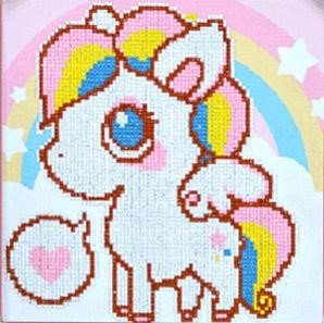 Diamond Painting pakket - Cartoon Pony 30x30 cm (Partial) ronde steentjes