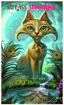 Diamond Painting pakket - Fantasie kat met speciale vormstenen 30x40 cm (Special)