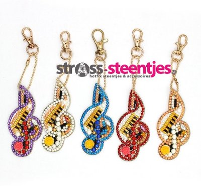 Diamond Painting Sleutelhangers Muzieksleutels (Set 5 stuks)