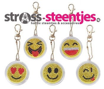 Diamond Painting Sleutelhangers Smileys (Set 5 stuks)