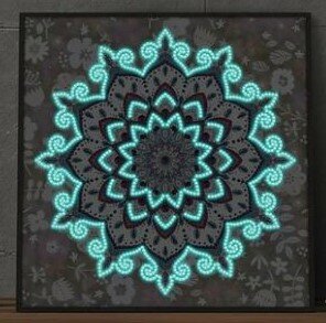 Diamond Painting pakket - Mandala met witte bloemetjes - Glow in the Dark 30x30 cm (Partial)