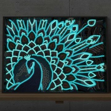 Diamond Painting pakket - Pauw met uitgespreide veren - Glow in the Dark 30x40 cm (Partial)