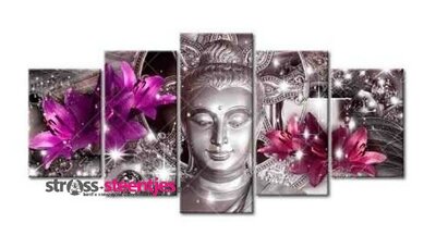 Diamond Painting pakket - Buddha 5 luik 2x20x30, 2x20x40, 1x20x50 cm (full)