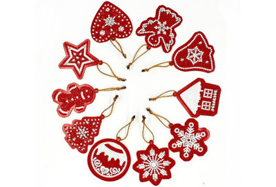 Diamond Painting hangers voor in de kerstboom - Rode platte kerstfiguren karton (10 stuks)