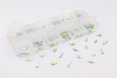 Superior Non hotfix figuren set in opbergdoosje - Peridot AB