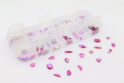 Superior Non hotfix figuren set in opbergdoosje - Fuchsia AB