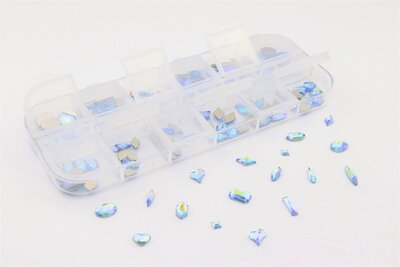 Superior Non hotfix figuren set in opbergdoosje - Light Sapphire AB