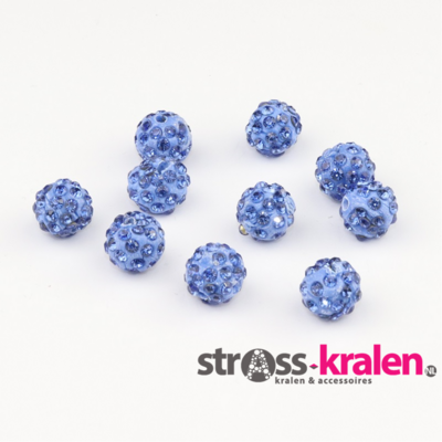 Shamballa kralen (6 mm) Licht blauw met Sapphire gatmaat 2mm (5 stuks) SHA6007