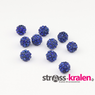 Shamballa kralen (8 mm) Blauw met Cobalt gatmaat 2mm (5 stuks) SHA8009