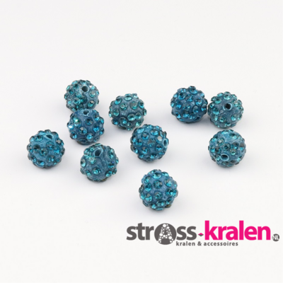 Shamballa kralen (6 mm) Turquoise met Indicolite gatmaat 2mm (5 stuks) SHA6010