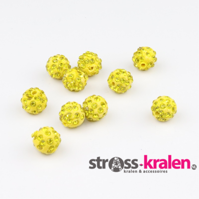 Shamballa kralen (6 mm) Geel met Citrine gatmaat 2mm (5 stuks) SHA6015