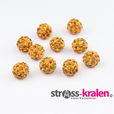 Shamballa kralen (6 mm) Licht oranje met Topaz gatmaat 2mm (5 stuks) SHA6022