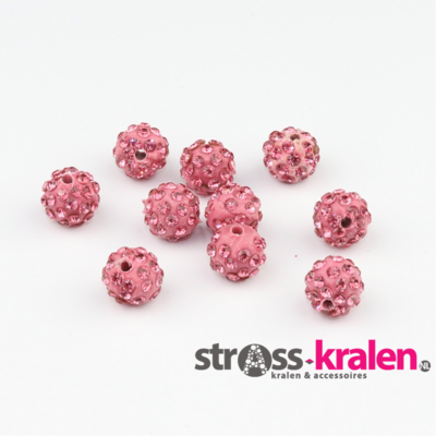 Shamballa kralen (6 mm) Roze met Rose gatmaat 2mm (5 stuks) SHA6028