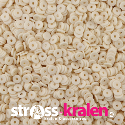 Katsuki polymeer disc kralen (6 mm) Light Beige