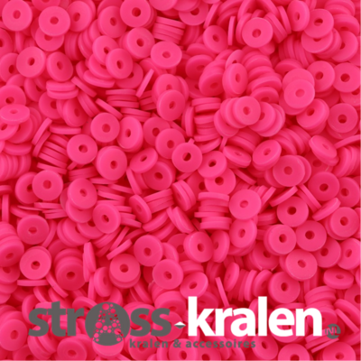 Katsuki polymeer disc kralen (6 mm) Hot Pink