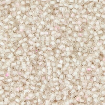 Rocailles kralen (2 mm) Transparant met wit/roze kern (ca. 4500 stuks) ROC2005
