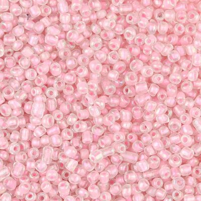 Rocailles kralen (2 mm) Transparant met roze kern (ca. 4500 stuks) ROC2007