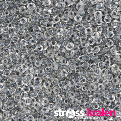 Rocailles kralen (2 mm) transparant met grijze kern (20 gram) ROC2027