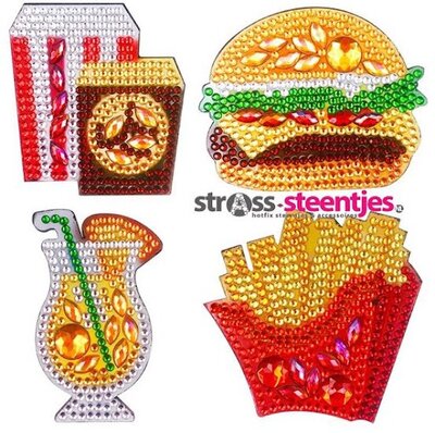 Diamond Painting Koelkastmagneten - Snacks (Set 4 stuks)