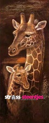 Diamond Painting pakket - Giraffe met jong 30X75 cm (full)