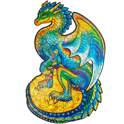 UNIDRAGON™ Puzzel Guarding Dragon / Bewakingsdraak - 183 stukjes - Medium 21x33cm - hout