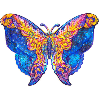 UNIDRAGON™ Puzzel Intergalaxy Butterfly / Intergalactische Vlinder - 108 stukjes - Small 23x17cm - hout