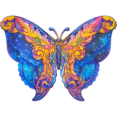 UNIDRAGON™ Puzzel Intergalaxy Butterfly / Intergalactische Vlinder - 199 stukjes - Medium 32x23cm - hout