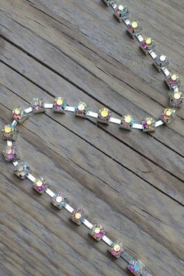 Strassketting 8 mm (SS40) Crystal AB - Silver Cup