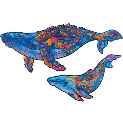 UNIDRAGON™ Puzzel Milky Whales / Walvissen - 172 stukjes - Medium 33x20cm - hout