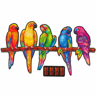 Puzzel Playful Parrots / Speelse Papegaaien - 104 stukjes - Small 33x19cm Unidragon™ - hout