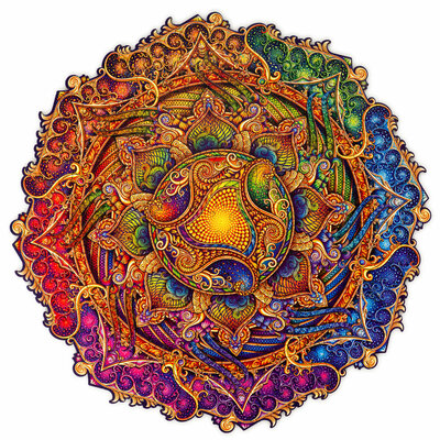 UNIDRAGON™ Puzzel Inexhausible Abundance Mandala / Onuitputtelijke Overvloed Mandala - 200 stukjes - Medium 25cm - hout