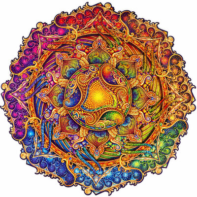 UNIDRAGON™ Puzzel Inexhausible Abundance Mandala / Onuitputtelijke Overvloed Mandala - 350 stukjes - King Size 33cm - hout