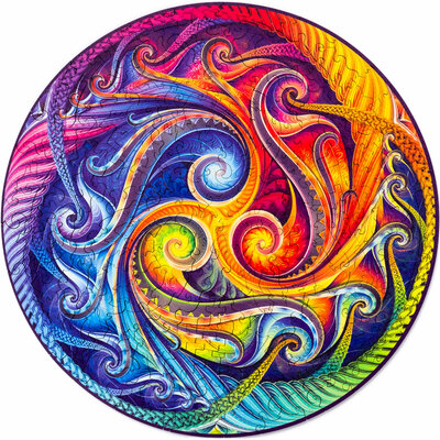 UNIDRAGON™ Puzzel Mandala Spiral Incarnation / Mandala Spiraal Incarnatie - 200 stukjes - Medium 25cm - hout