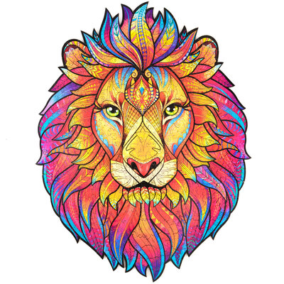 UNIDRAGON™ Puzzel Mysterious Lion / Mysterieuze Leeuw - 327 stukjes - King Size 31x40cm - hout