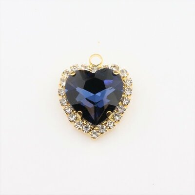 Bedel met facetgeslepen cabochon hart (glas) - Montana