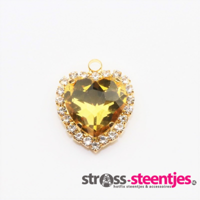 Hanger met facetgeslepen hart (glas) - Topaz