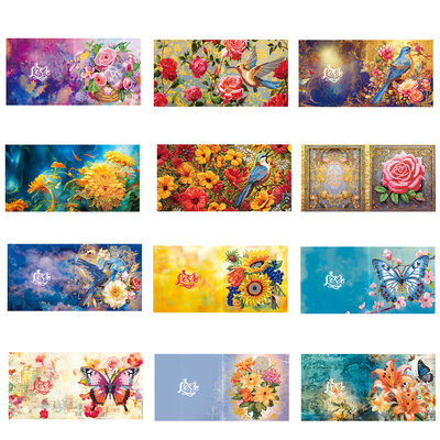 Diamond Painting Ansichtkaarten - Set van 12 stuks (Partial) Bloemen, Vlinders en Vogels