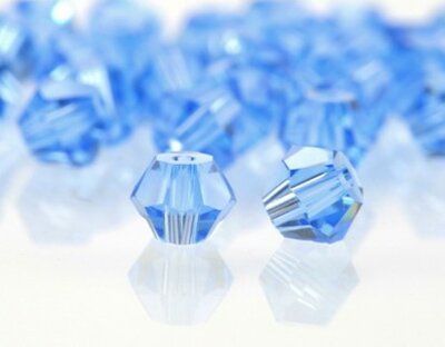 Facet kralen glas rondelle (konisch) 3 mm - Light Sapphire (per 144 stuks)