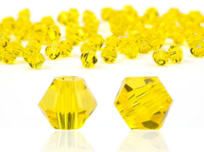 Citrine Facet kralen glas rondelle (konisch) 3 mm (per 144 stuks)
